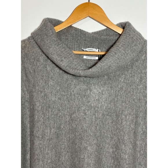 NWT $325 Vince Womens Gray 100% Cashmere Cowl Neck Tunic Sweater Sz M Quiet Luxe - Picture 2 of 9